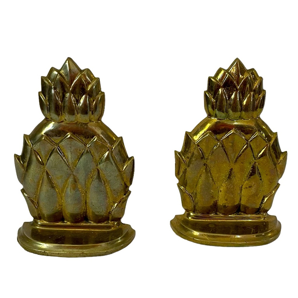 Vintage Gatco Solid Brass Pineapple Bookends
